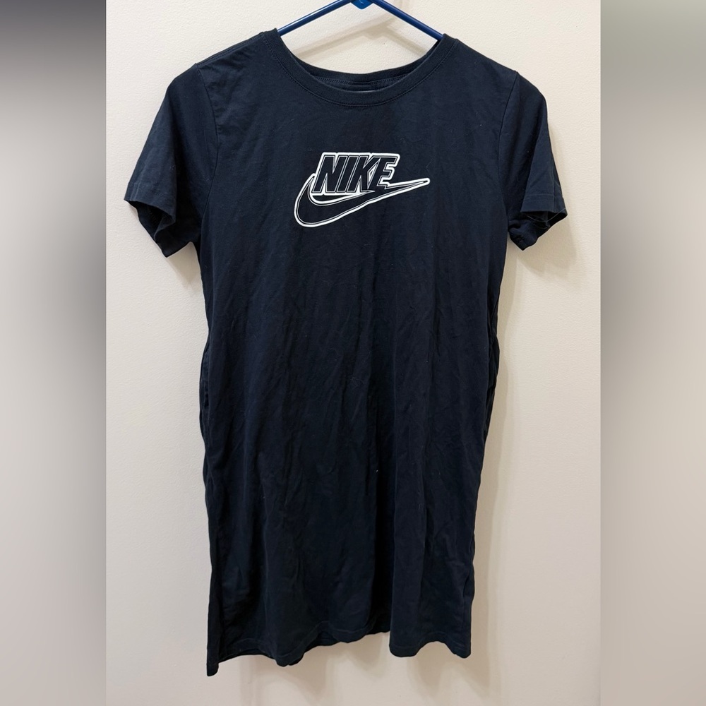Nike Black T-Shirt Dress / Nightgown with White Swoosh Tag